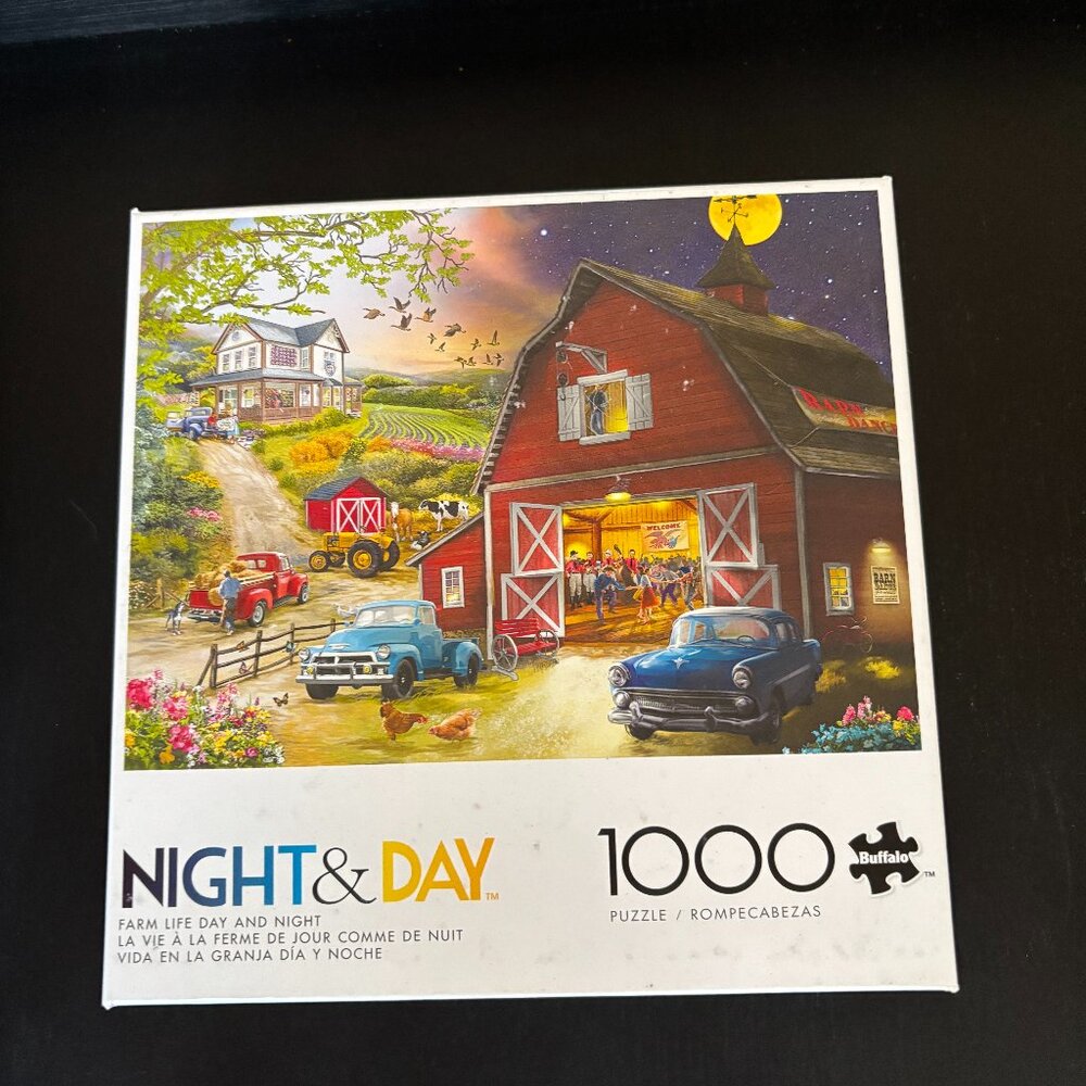 Farm Life Night & Day 1000 Piece Puzzle - USED, complete